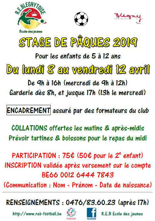 Stage paques 2019